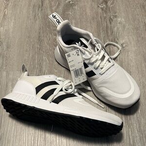 Adidas Men's White Sneakers with Black Stripes